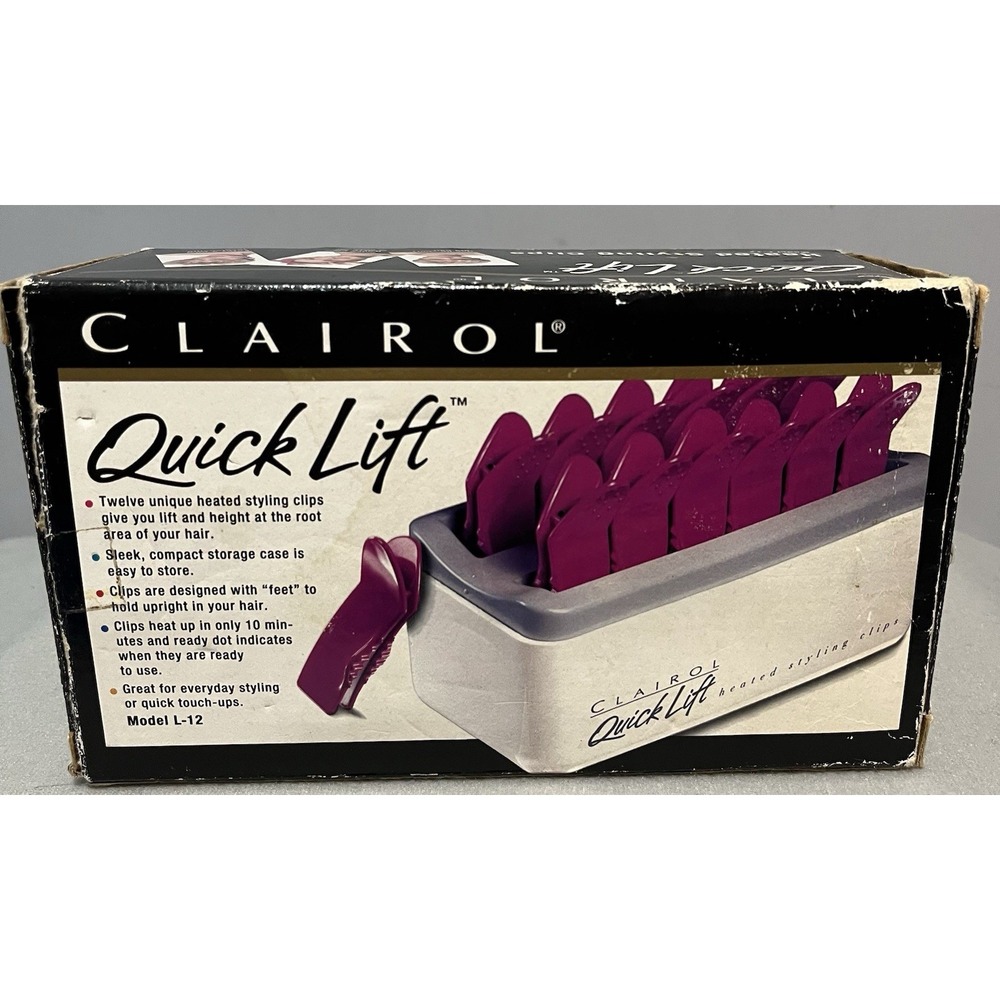 Clairol Quick Lift Heated‎ Styling Clips Vintage 1993 Working Complete Set L-12 - Picture 6 of 9